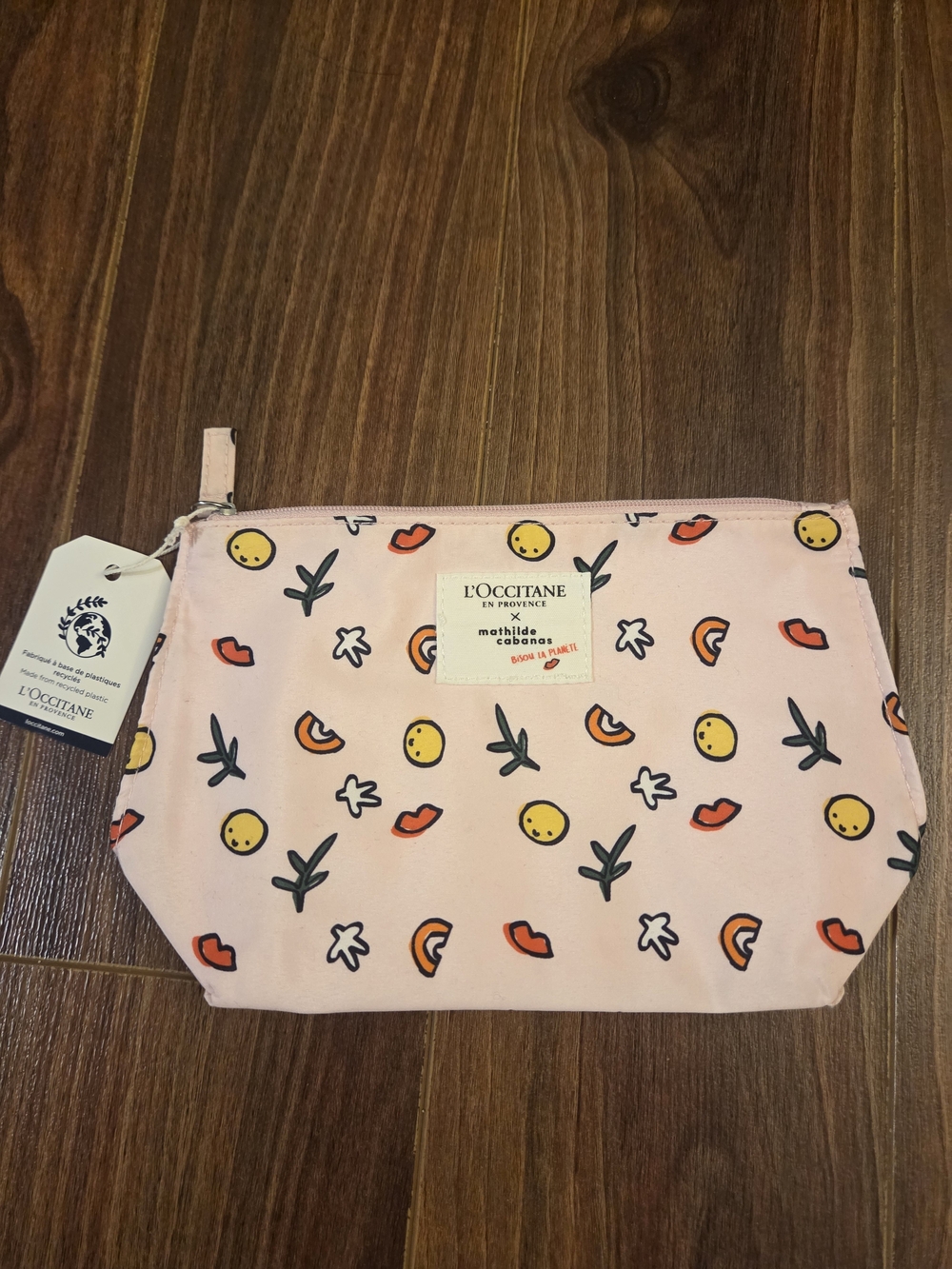NWT L'Occitane x Mathilde Cabanas Cosmetic Makeup Pouch - Pink